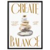 Wallbuddy Zen Stone Stack Wall Art Print | I (12 x 16 inches, Black Framed)