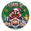 Wall Clock 12 Inch Battery Operated Silent Round Wall Clocks,Thanksgiving Sport Rugby Gnomes Non Ticking Analog Clock for Office Kitchen Living Room Bedroom Home Decor,It's Game Time Words