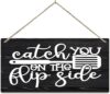 Wall Decor Wood Sign Catch You On The Flip Side SVG Wooden Hanging Sign Print for Home Living Room Office Wall Decor 12" X 6"