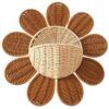 Wall Hanging Rattan Wicker Storage Basket, Scalloped Sunflower Hanging Shelves Home Decor, Hanging Woven Rattan Basket Organizer for Bathroom,Living Room,Kitchen
