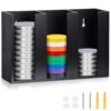 Wall Mounted Mason Jar Lid Organizer Wide and Regular 3 Compartment Mason Jar Lid Holder Black Bamboo Canning Lids Holder Mason Jar Lid Rack Vertical Fit Mason Canning Bamboo Lids for Home Kitchen