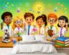 Wall Mural Peel and Stick Happy Children Science Laboratory Colorful Chemistry Experiments Wallpaper Removable Self-Adhesive Large Murals Wall Decor for Kids Room Bedroom Living Room 100''x144''