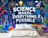 Wall Mural Peel and Stick Science Makes Everything Possible Educational Science Laboratory Wallpaper Removable Self-Adhesive Large Murals Wall Decor for Kids Room Bedroom Living Room 100''x144''