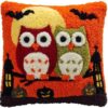 WallustrioaW Pillowcase Latch Hook Kit 43x43cm,Halloween Owl