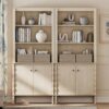 WAMPAT 73" Tall Door Bookcase with Wood Legs and Adjustable Shelf,Natural