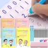 WANFRES Grooved - 4 children's magic copybooks, Four-in-one pink pencil case set, magic grooved writing practice for kids, magic disappearing writing practice, grooved handwriting practice for kids.