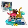 WangCow 62Pcs Marble Run Classic Big Blocks Toys Set, Stem Educational Construction Toy with Dinosaur and Giraffe Theme, of Stem Educational Toys for Kids Age 3+