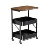 WanKaMom Industrial Foldable Side Table, 3-Tier Storage Rolling Cart, Universal Caster Equipped Unit for Clutter-Free Home Organization