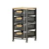 WanKaMom Kitchen Cart, Metal Wire Rolling Organizer with Pull-Out Baskets & 360° Lockable Wheels, Fast Assembly Multi-Room Storage Solution