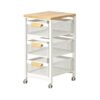 WanKaMom Rolling Storage Cart, Wooden Top Mesh Basket Organizer with 360° Silent Wheels, Easy Install & Detachable Household Kitchen Rack
