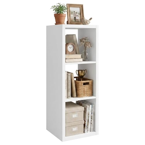 WannabeMyself【2026 Wooden Thick Frame】 3 Cube Storage Organizer with Anti-Tipping Kits, Reversible Open Back Book Shelf,Bookcase for Living Room,Bedroom,Entrance Hall,Office,11.6×36.3×13.1,White