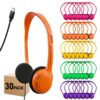 WASCLEWAY USB-C Headphones Bulk, 30-Pack Suitable for Classroom, School, Children, and Teenagers, USB Type-C Headphones Compatible with Pad and Smartphones (002 Multi Color)