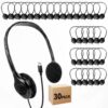 WASCLEWAY USB-C Headphones Bulk, 30-Pack Suitable for Classroom, School, Children, and Teenagers, USB Type-C Headphones Compatible with Pad and Smartphones (001 Black)