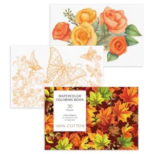 Watercolor Coloring Book for Adults, A5, 30 Sheets, Floral Designs