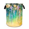 Watercolor Flower Laundry Basket Collapsible Oxford Laundry Hamper Clothes Storage Bin with Handles for Bedroom Bathroom Laundry Room 19.6 x 15.7 Inches