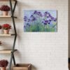 Watercolor Iris Purple Flower Framed Canvas Wall Art Print in USA,Canvas Pictures Painting Prints Spring Floral Green Leaves Wall Artwork for Home Office Living Room Bedroom Decor,36"x24"