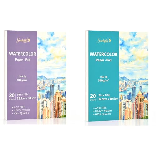 Watercolor Paper Book, 9 x 12 Inches, 300 GSM Cold Press Paper Pad | 140lb Thick Paper for Watercolor, Gouache and Acrylic Paints, Ideal Art Supplies for Beginners, Artists, Students and Adults
