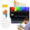 Watercolor Travel Set for Artists, 24 Colors Watercolor Paint Set | Portable Travel Watercolor Paints with Brushes for Hobbyists, Friends and Kids