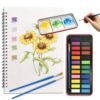 Watercolor Workbook, Water Coloring Book with 12 Different Pages, 24 Colors Watercolor Paint Set for Adults Beginners