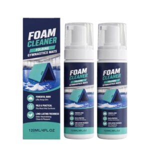 Waterless Gymnastics Mat Foam Cleaner, Powerful Foam Gym Mat Cleaner, Yoga Mat Cleaner Spray, Instant Dirt Removal, Safe for All Type of Materials, Exercise, Pilates, or Workout Mats (2PCS)