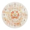 Water Lily Wall Clock, Bohemian Elegant Mandala Floral Spring Peach Silent Wall Clock for Living Room Bedroom Kitchen Decor 11.6x11.6 Inches