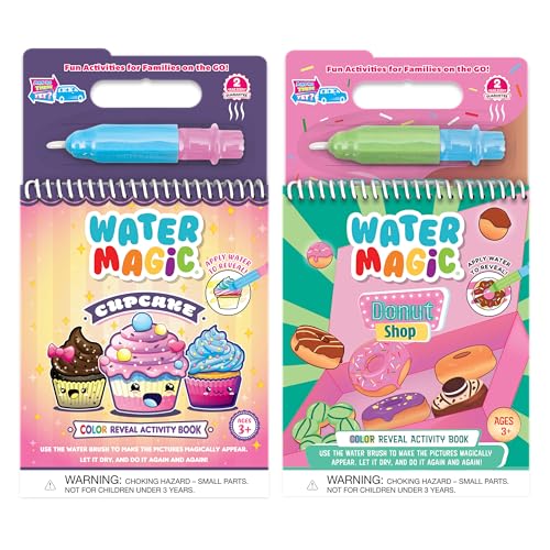 Water Magic (Cupcake & Donut) - Patented Gourmet Scented Reusable Water Reveal Coloring Book for Kids – Mess Free with Water Activity, Scented Water Pen, Travel Coloring Toy for Toddlers Ages 3-8