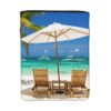 Waterproof Book Sleeve with Zipper for Hardcover Paperback, Front Pocket Beach Relaxing Scene with Sea Palm Tree Chairs and Boats Decorative