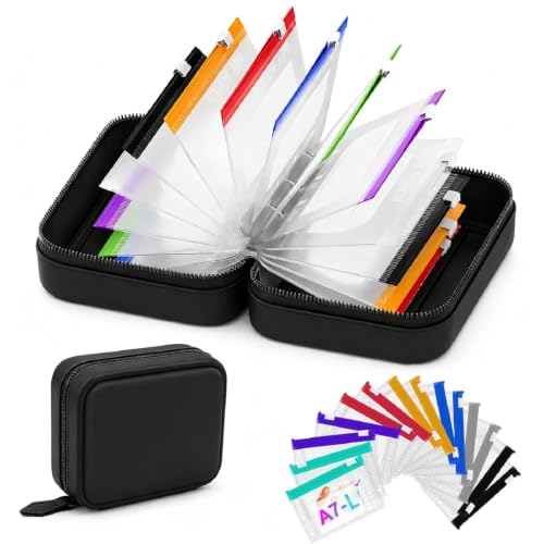 Waterproof Pill Pouch Set, 14pcs Color-Coded Bags Inside, A7-L Waterproof Pill Organizer Set, Reusable Travel Medicine Organizer, Leakproof Zippered Pill Storage, Compact Daily Pills Holder (Black)
