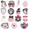 Watersay 15 Pcs Halloween Silicone Focal Beads for Pens Bulk Silicone Charms Pink Ghost Skeleton Beads for Keychain Necklace Bracelet Jewelry Making DIY Gift