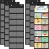 Watersay 6 Pack Pocket Chart for Classroom 29.5 x 10 in 12+1 Pockets Hanging Wall File Organizer for Cards,Pictures,Class Management Educational Behavior Chart,Teacher Office Organization (Black)