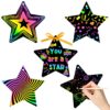 WATINC 60pcs Star Scratch Cards for Magic Color Craft Kit DIY Paper Art Scratch Star Ornament for Kids School Classroom Party Favor Supplies Decorations