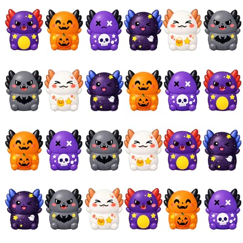 Waybla 24 Pack Halloween Party Favors Axolotl Slow Rising Squishy Toys, 6 Styles Cute Stress Relief Toys, Trick or Treat Bag Fillers, Classroom Prizes, Pinata Stuffers, Goodie Bag Toys for Kids