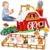 Wdebay Farm Animals Barn Playset with House for Toddler Age 18M+