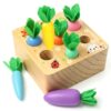 Wdmiya Montessoritoys for 1 Year Old, Wooden Toys Developmental Shape Sorting & Matching Puzzle Macaron Carrots Harvest Game, Birthday Gifts for Toddlers Babies Boys and Girls 6-12 Months Christmas