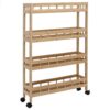 WDSAYREH Bamboo Kitchen Trolley with Wheels 23.6 x 7.1 x 38.2 in