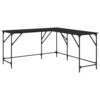 WDSAYREH L-Shaped Desk Black 58.7x58.7x29.5 Inches Engineered Wood