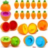 WEEJOYGAM 12PCS Carrot Matching Egg Toys for Toddlers 1-3, Montessori Toys for 1 2 3 Year Old Baby Girl Boy Birthday Gift, Shape Sorter Color Sorting Sensory Learning Fine Motor Geometric Puzzles Game