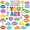 Weekgrat 45pcs Bulletin Board Set Motivational Posters Classroom Mirror Growth Mindset Decor Positive Affirmations Accents Cutouts for School Office Home Teacher Wall(Colorful)