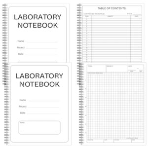 Weekgrat 4 Pcs Carbonless Lab Notebook 8.5" x 11", 200 Sets of Pages, 400 Sheets Total, Scientific Grid Format Spiral Laboratory Notebook Organic Chemistry Lab Carbon Copies Durable Clear Cover