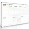 Weekly Dry Erase Calendar Whiteboard with Corkboard, 36" x 24", Silver