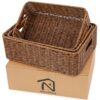 WeeNest Baskets for Storage, Wicker Basket, Rectangular, Set of 3, Toffee