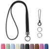WEESMILE Stretchy Cute Lanyards for ID Badges, Thin Teacher Lanyard for Key, Long Neck Keychain ID Badge Lanyards Women/Men (Black/Black)