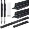 Weewooday 10 Pieces 12 Inch Architectural Scale Ruler Aluminum Triangular Engineering Ruler Scale with 6 in 1 Multitool Pen Ballpoint Pen for Architects, Draftsman, and Engineers