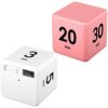 Weewooday 2 Pieces Cube Productivity Timer Flip Gravity Sensor Flip Countdown Countup Workout Timer Management 1 3 5 10 Minutes and 15 20 30 60 Minutes for Back to School Work Kitchen(White, Pink)