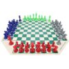 WE Games Four Player Chess Set, Chess Board for Team Chess, Combination Chess Game for Up to 4 Players, Unique Chess Sets for Adults, Roll Up Vinyl Mat with 4 Sets of Pieces