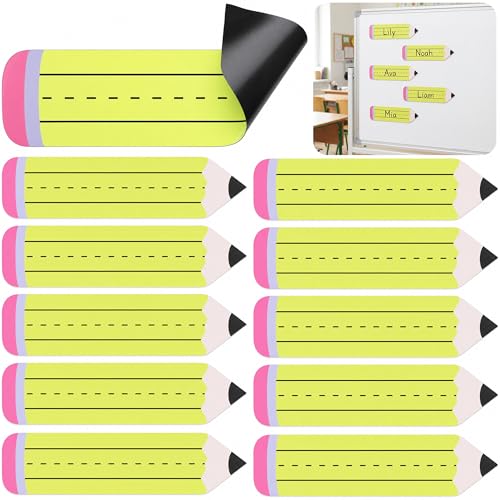 Wehhbtye 15 Pack Pencil Magnetic Sentence Strips, Back to School Magnetic Dry Erase Strips, Reusable Pencil Shaped Sentence Magnet Strip for Teacher Students Teaching and Learning Supplies