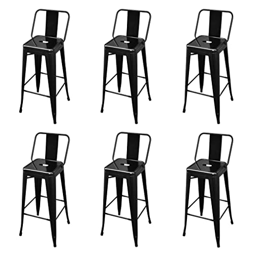 WEHUOSIF Bar Stools 6 pcs,High Stool,Counter Stool,Kitchen Island Stool,Dining Stool,Coffee Stool,Plant Stand,Kitchen Stool,Farmhouse Island Chairs,for Living Room,Dining Room,Kitchen, Black Steel