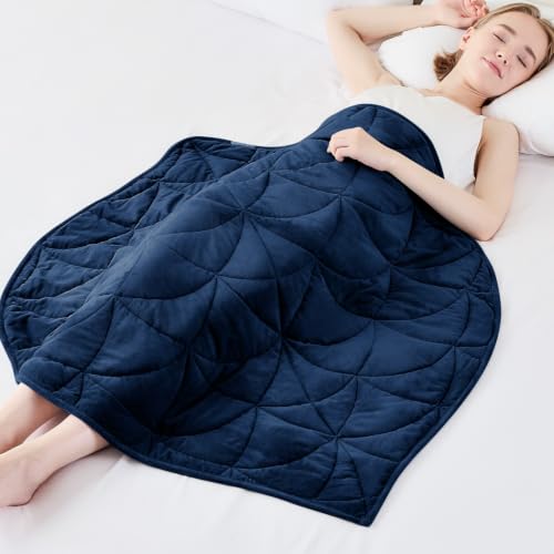 Weighted Lap Blanket 7 lbs for Adults, Luxury Soft Small Weighted Blanket, Compact Portable Weighted Lap Pad for Relaxation, Sleeping, Travel, All-Season Use, Navy Blue, 40" x 52"