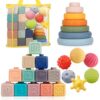 Weilim Montessori Baby Toys 18 Months+, 3-in-1 Stacking Blocks Rings Balls