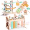 Weilim Montessori Toys for 1 Year Old, 3-in-1 Wooden Hammering & Ramp Toy